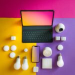 a laptop computer sitting on top of a table
